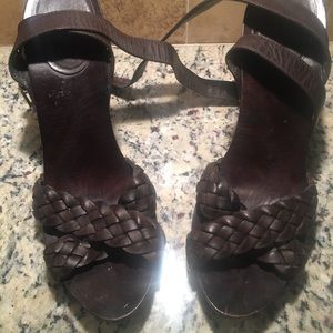 Gucci Brown Leather and Wood Sandals